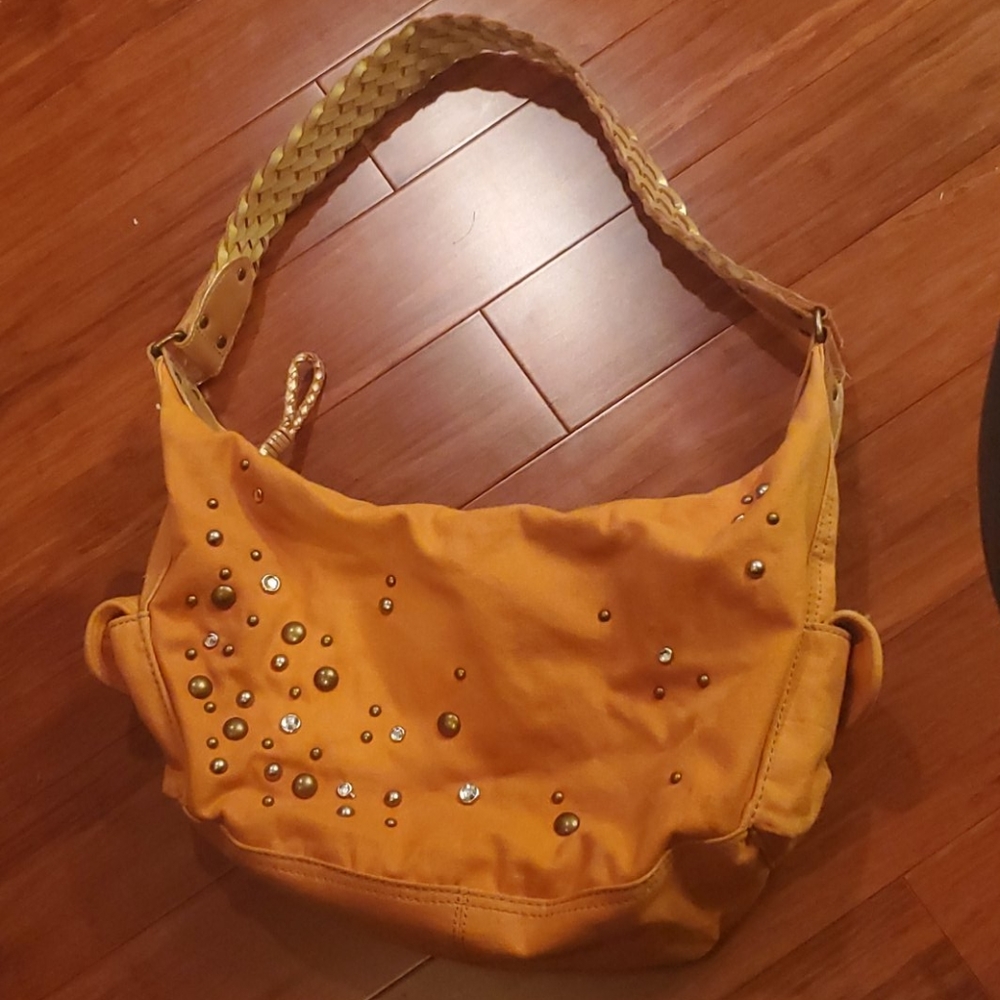 Orange/Gold Studded Hobo Bag